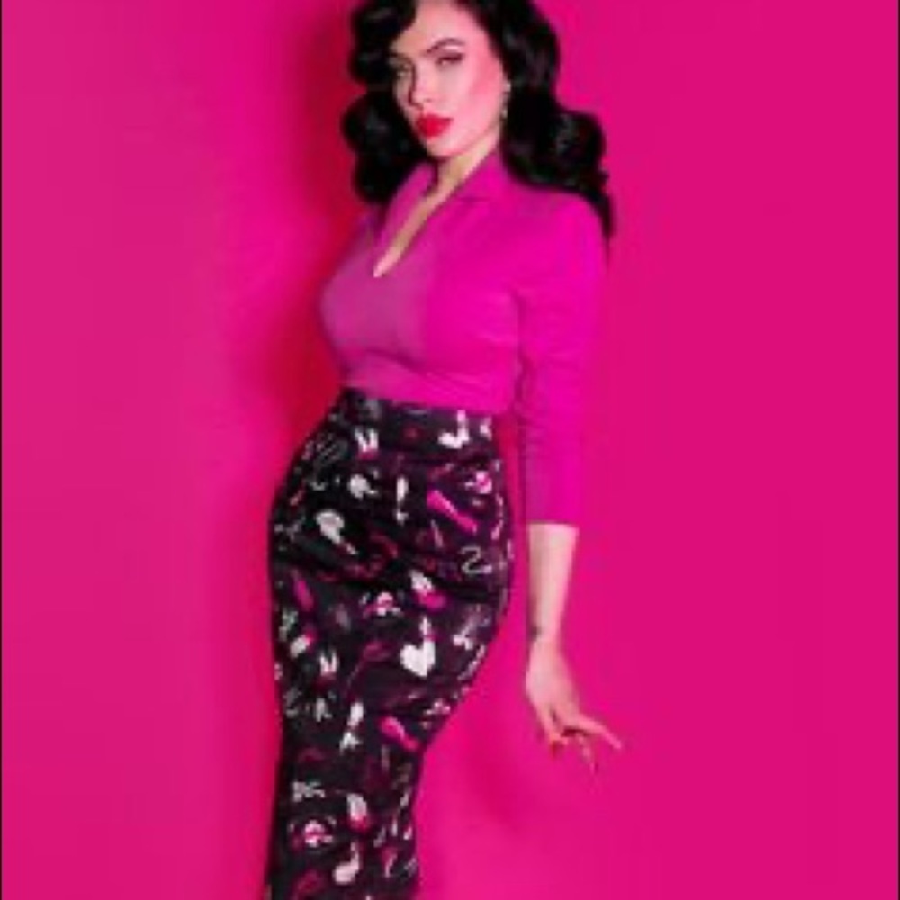 Micheline Pitt Vixen Fetish print pencil skirt